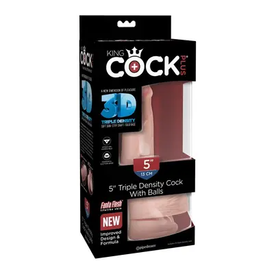 King Cock Plus Triple Density 5" tapadótalpas dildó herékkel (13 cm)