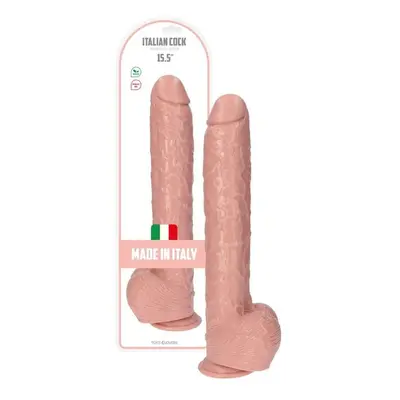 Italian Cock tapadókorongos óriás dildó, herékkel (15,5" - világos bőrszín)