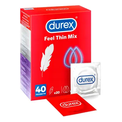 Durex Feel Thin Mix 2x20 db vékonyfalú óvszer, eltérő tulajdonságokkal