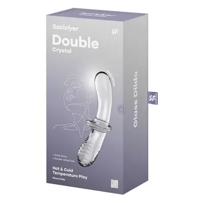 Satisfyer Double Crystal üveg dildó (kék)