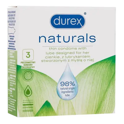 Durex Naturals vékony, nagyobb méretű óvszer (3 db )