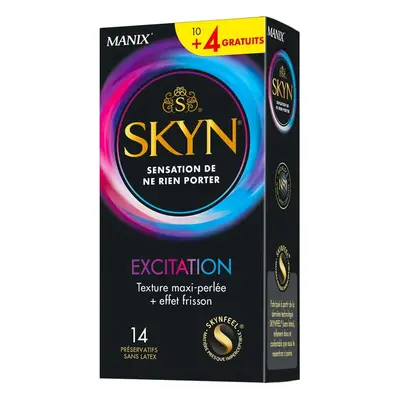 Skyn Excitation 10+4 db latex mentes, rücskös óvszer, hűsítő hatással