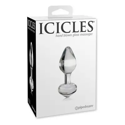 Icicles kisméretű anál dildó üvegből, csúcsos talprésszel (áttetsző)