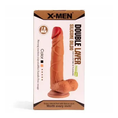 X-Men tapadótalpas szilikon dildó (18,8 cm - sötétbarna bőrszín)