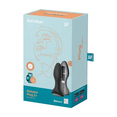 Satisfyer Rotator Plug 2+ análvibrátor, a szárán forgó gyöngysorral (fekete) (APP-os)