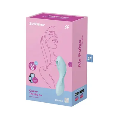 Satisfyer Curvy Trinity 5. vibrátor, léghullámos csiklóizgatóval (kék) (APP-os)