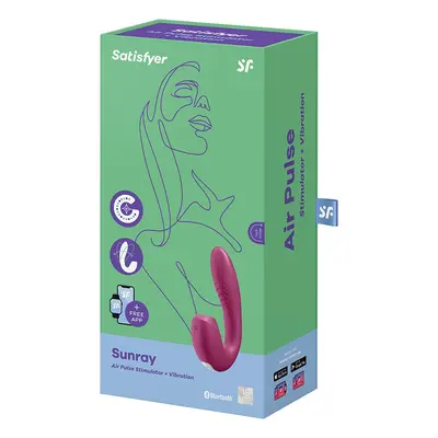 Satisfyer Sunray vibrátor, léghullámos csiklóizgatóval (piros) (APP-os)