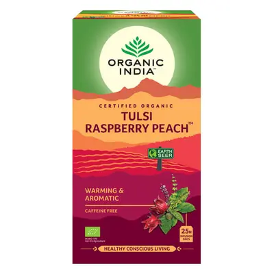 Tulsi RASPBERRY PEACH Málna Őszibarack, filteres bio tea, filter - Organic India