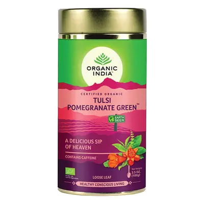 Tulsi POMEGRANATE GREEN, szálas bio tea, 100g - Organic India