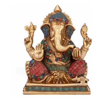 Ganesh réz szobor, többszínű, 20cm - Bodhi