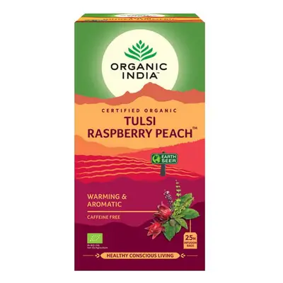 Tulsi RASPBERRY PEACH Málna Őszibarack, filteres bio tea, filter - Organic India