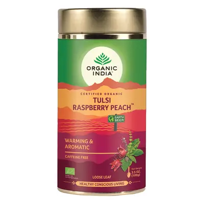 Tulsi RASPBERRY PEACH Málna Őszibarack, szálas bio tea, 100g - Organic India