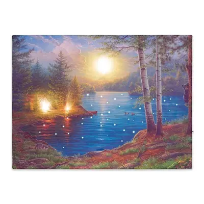 NEXOS Falikép Hegyi tó falfestmény 30 x 40 cm 43 LED