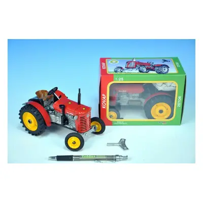 Traktor Zetor 25A piros kulcsos fém 15cm 1:25 Kovap dobozban