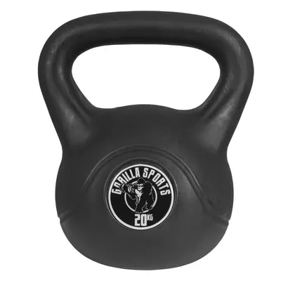 Gorilla Sports Kettlebell súlyzó műanyag 20 kg fekete