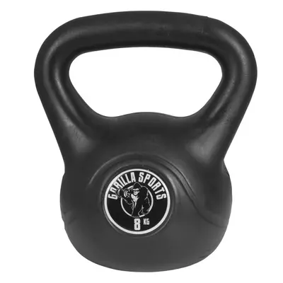 Gorilla Sports Kettlebell súlyzó műanyag 8 kg fekete