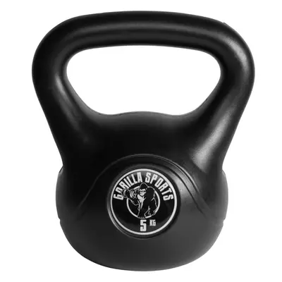 Gorilla Sports Kettlebell súlyzó műanyag fekete 5 kg