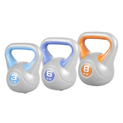 Gorilla Sports Kettlebell súlyzó szett műanyag 3/6/8 kg