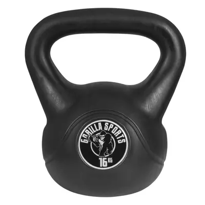 Gorilla Sports Kettlebell súlyzó műanyag fekete 16 kg