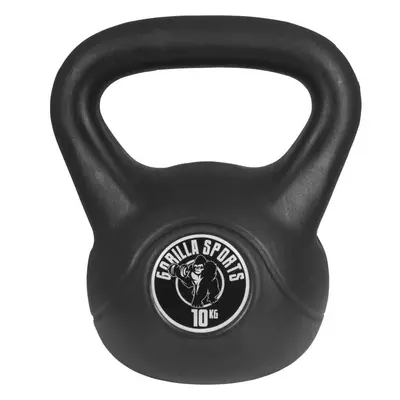 Gorilla Sports Kettlebell súlyzó műanyag 10 kg fekete