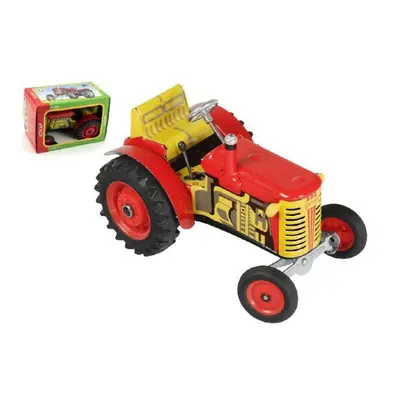 Traktor Zetor piros kulcsos fém 14cm 1:25 Kovap dobozban