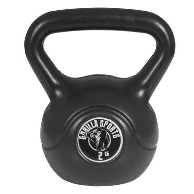 Gorilla Sports Kettlebell súlyzó műanyag 2 kg fekete