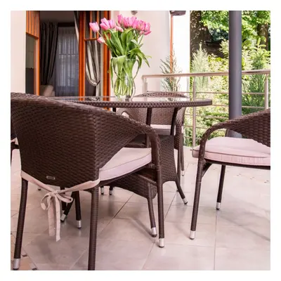 STILISTA Kerti asztal 80 x 80 x 75 cm polyrattan fekete