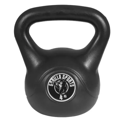 Gorilla Sports Kettlebell súlyzó műanyag 4 kg fekete