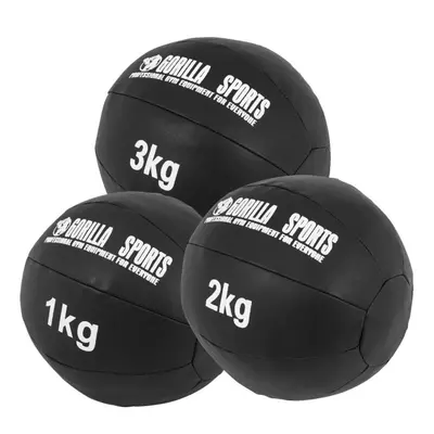 Gorilla Sports Bőr medicinlabda szett fekete 6 kg 3 db