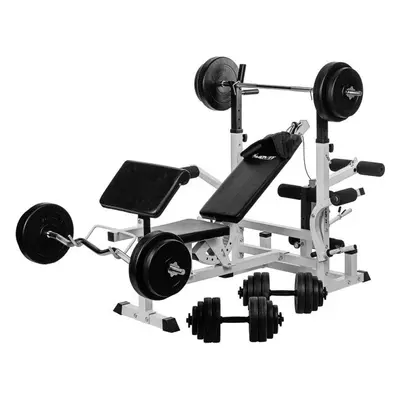 MOVIT Fitness állomás + súlyzó szett 115 kg fehér