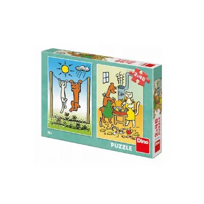 Puzzle Kutya és macska 2 x 48 db 18 x 26 cm dobozban 27x19x4