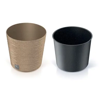 Műanyag virágcserép LOW ECO WOOD 30 cm natúr