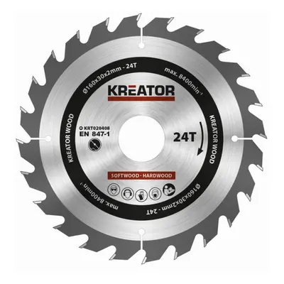 Kreator Körfűrész tárcsa fa vágására 160 mm 24T