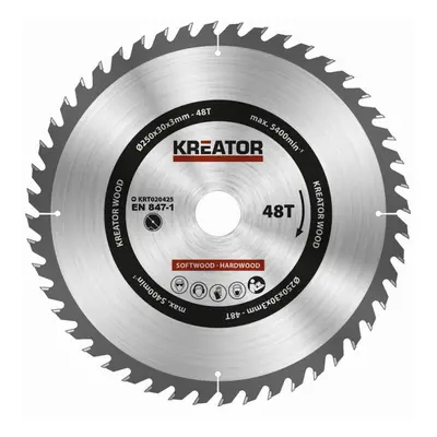 Kreator Fűrésztárcsa fa vágására 250 mm 48 T