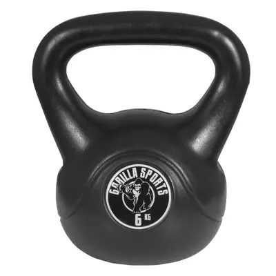 Gorilla Sports Kettlebell súlyzó műanyag 6 kg fekete