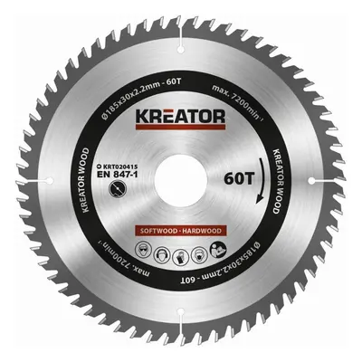 Kreator Fűrésztárcsa fa vágására 18,5 cm 60 T