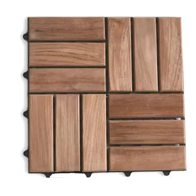 Csempe teraszlap 1 db teak fa padlópanel 1m² 30x30x2 cm