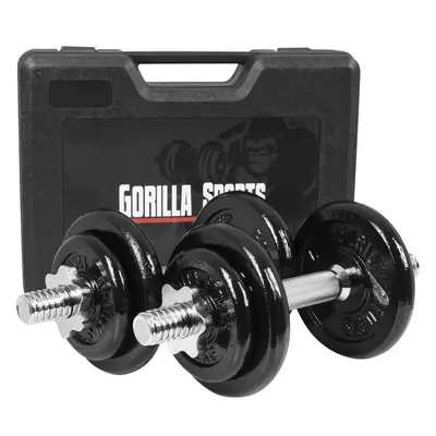 Gorilla Sports Egykezes öntöttvas szett + táska 20 kg