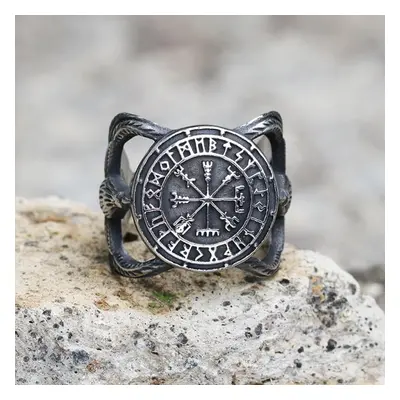 Gyűrű Vegvisir Raven Runes Viking