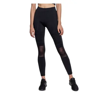 Női nadrág (leggings) urban CLASSICS - technikai, hálós anyagú biciklis leggings - fekete