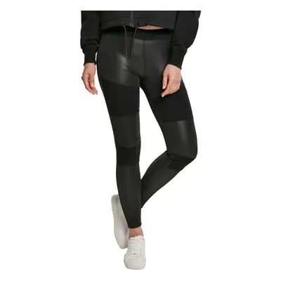 Női nadrág (leggings) URBAN CLASSICS - technikai anyagú, műbőr leggings - fekete