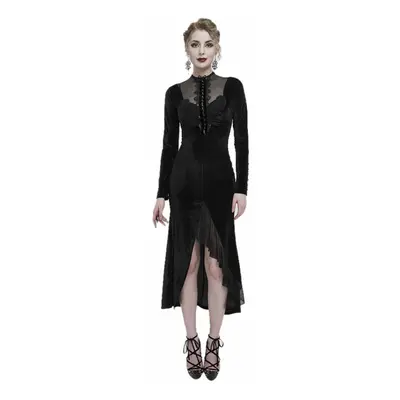 Női ruha DEVIL FASHION - Black Vintage Gothic Velvet Slit Long Sleeve Fishtail Party