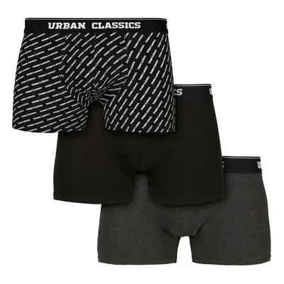 férfi boxeralsó szett URBAN CLASSICS - 3-darab - AOP márkajelzés / fekete