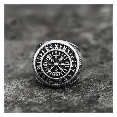 Gyűrű Futhark Runes Compass Viking