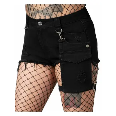 női rövidnadrág KILLSTAR - Fury Road Denim Garter - Fekete