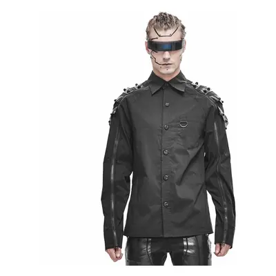 Férfi ing DEVIL FASHION - Dystopia Cyberpunk Button-Down Shirt with Faux Leather Loops