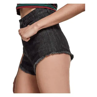 Női rövidnadrág URBAN CLASSICS - Denim Hotpants - fekete mosott