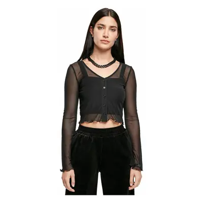 póló női - Cropped Mesh - URBAN CLASSICS - TB4769 - black