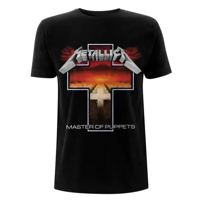 metál póló férfi Metallica - Master Of Puppets Cross - ROCK OFF - METTS07MB RTMTLTSBCRO