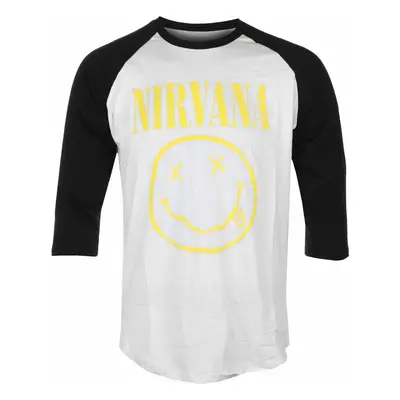 metál póló férfi Nirvana - Yellow Happy Face - ROCK OFF - NIRVRAG04WB